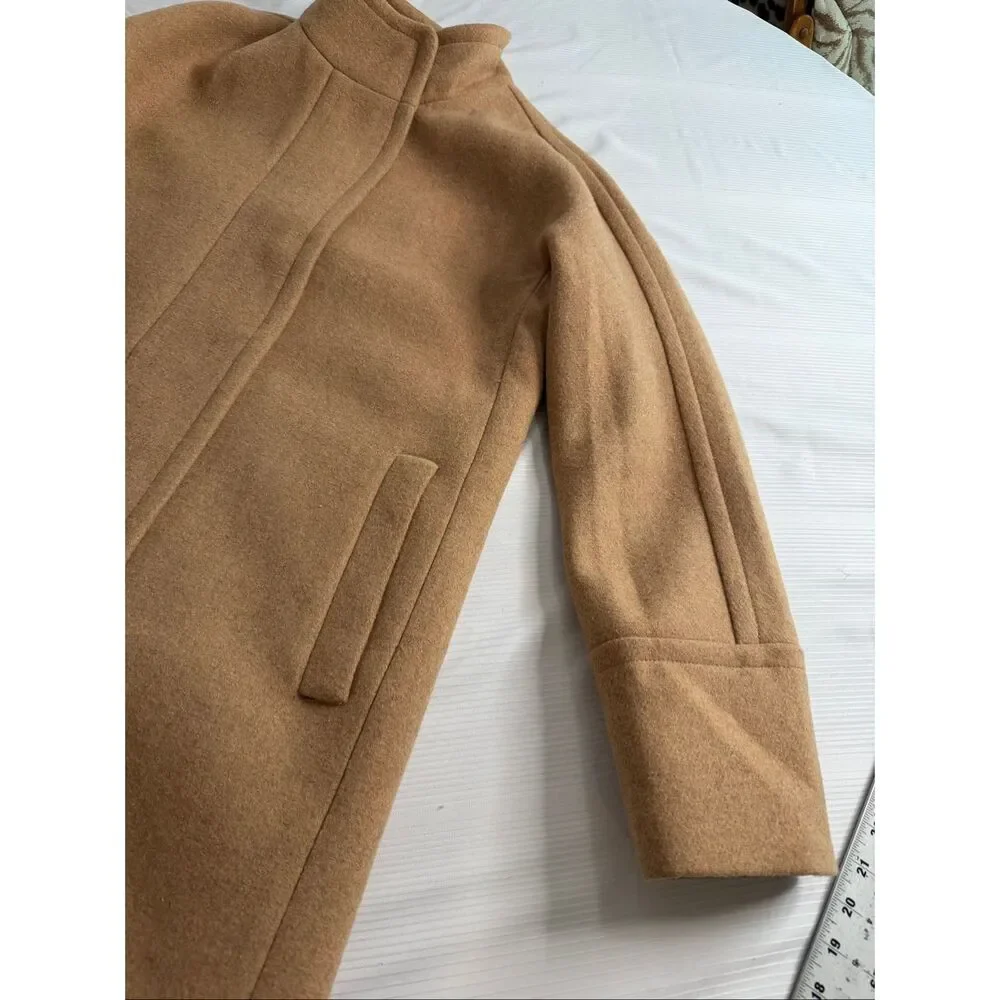 J Crew Acorn Wool Blend Full Zip Mock Neck Long City Coat Overcoat Women’s Sz 8 - Picture 5 of 10